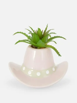 Kunstpflanzen Und -Blumen|Primark Kunstpflanze Im Cowboyhut-Übertopf Hellrosa