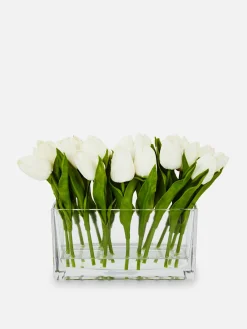 Blumentöpfe Und -Ständer|Primark Kunsttulpen In Rechteckiger Glasvase Transparent