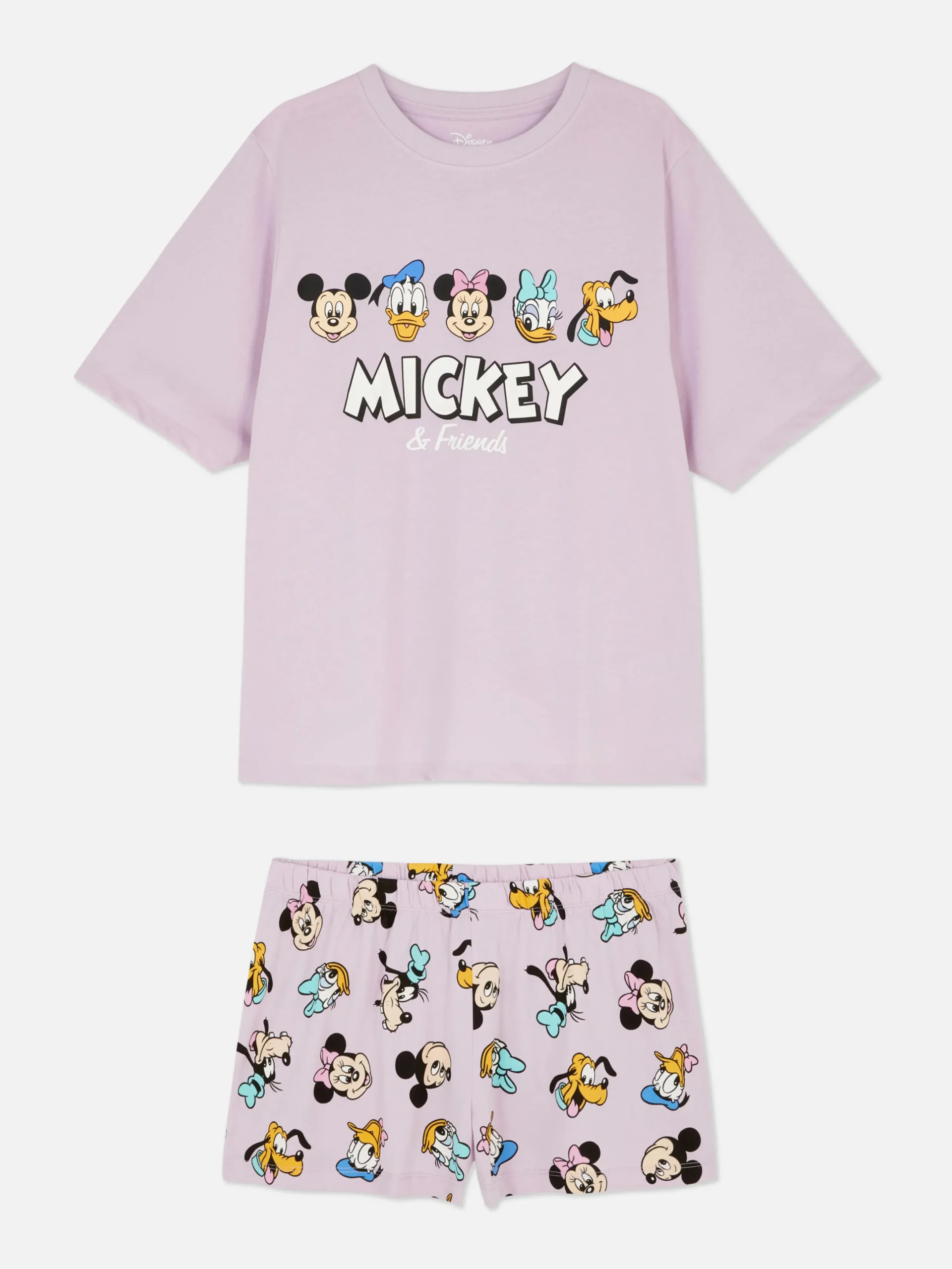 Schlafanzüge|Primark Kurzer „Disney Micky Maus Und Freunde“ Schlafanzug Lilafarben