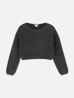 Pullover Und Cardigans|Primark Kurzer Pullover In Verwaschener Optik Anthrazitfarben