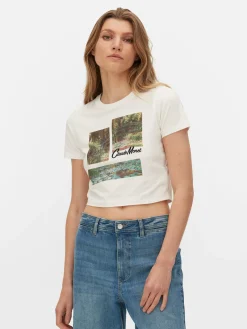 Tops Und T-Shirts|Primark Kurzes „Claude Monet“ T-Shirt Mit Grafik Elfenbeinfarben