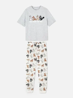 Schlafanzüge|Primark Kurzes „Disney Figuren“ Schlafanzug-Oberteil Grau meliert