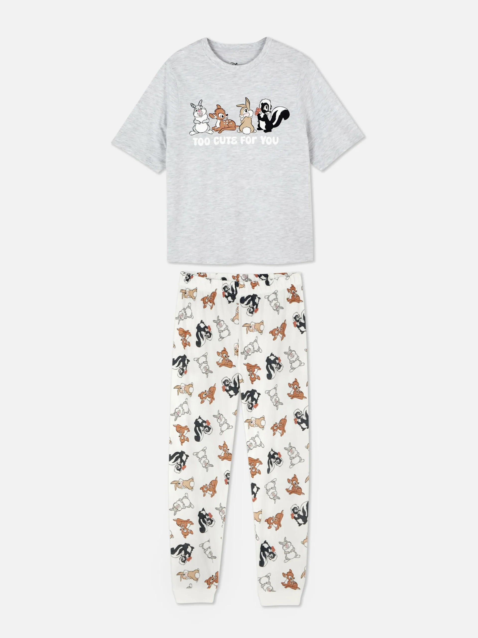Schlafanzüge|Primark Kurzes „Disney Figuren“ Schlafanzug-Oberteil Grau meliert