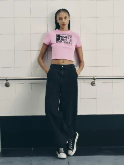 Tops Und T-Shirts|Primark Kurzes „Disney Micky Maus X Keith Haring“ T-Shirt Rosa