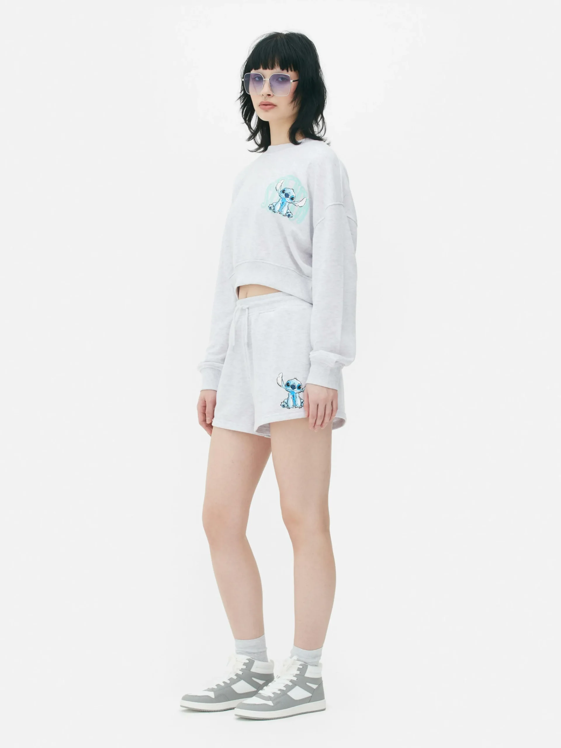 Hoodies Und Sweatshirts|Primark Kurzes „Disneys Stitch“ Sweatshirt Grau meliert