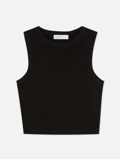 Tops Und T-Shirts|Primark Kurzes, Geripptes Tanktop Mit Rundhalsausschnitt Schwarz