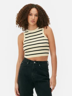 Tops Und T-Shirts|Primark Kurzes, Geripptes Tanktop Mit Rundhalsausschnitt Elfenbeinfarben