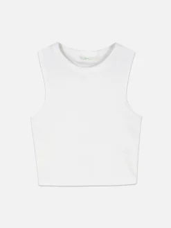 Tops Und T-Shirts|Primark Kurzes, Geripptes Trägertop Elfenbeinfarben