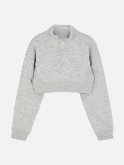Hoodies Und Sweatshirts|Primark Kurzes Sweatshirt Mit Trichterkragen Grau meliert