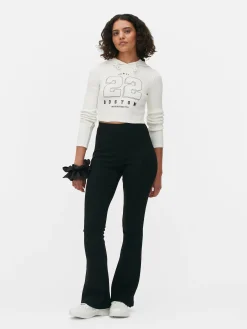Tops Und T-Shirts|Primark Kurzes Top Mit Kapuze Und Grafik Elfenbeinfarben