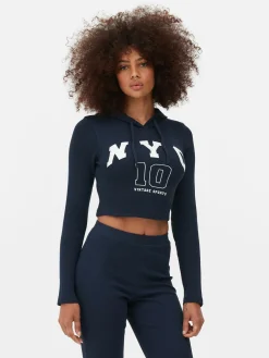 Tops Und T-Shirts|Primark Kurzes Top Mit Kapuze Und Grafik Marineblau
