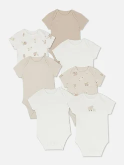 Bodys Und Westen|Primark Kurzärmelige Bodys Mit Lamm-Print, 7er-Pack Taupefarben