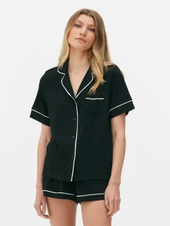 Schlafanzüge|Primark Kurzärmeliger Jersey-Schlafanzug Schwarz