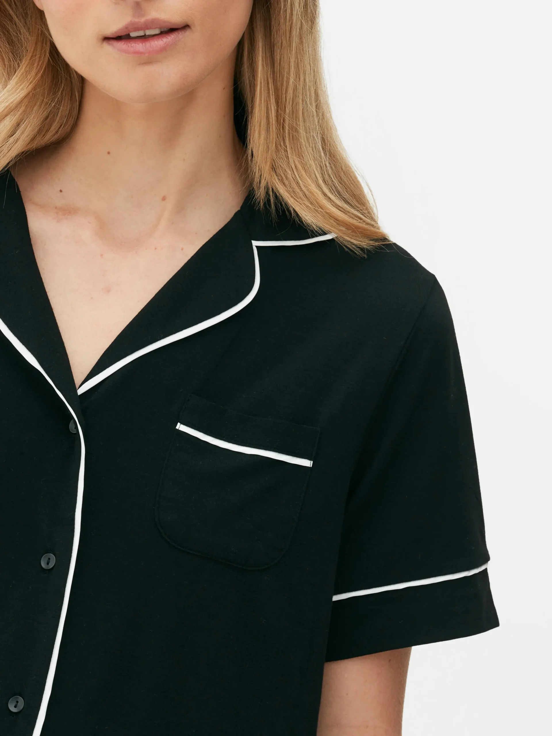 Schlafanzüge|Primark Kurzärmeliger Jersey-Schlafanzug Schwarz