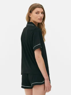 Schlafanzüge|Primark Kurzärmeliger Jersey-Schlafanzug Schwarz