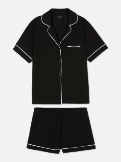 Schlafanzüge|Primark Kurzärmeliger Jersey-Schlafanzug Schwarz