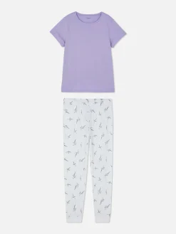 Schlafanzüge|Primark Kurzärmeliger Jersey-Schlafanzug Mit Print Lavendelfarben