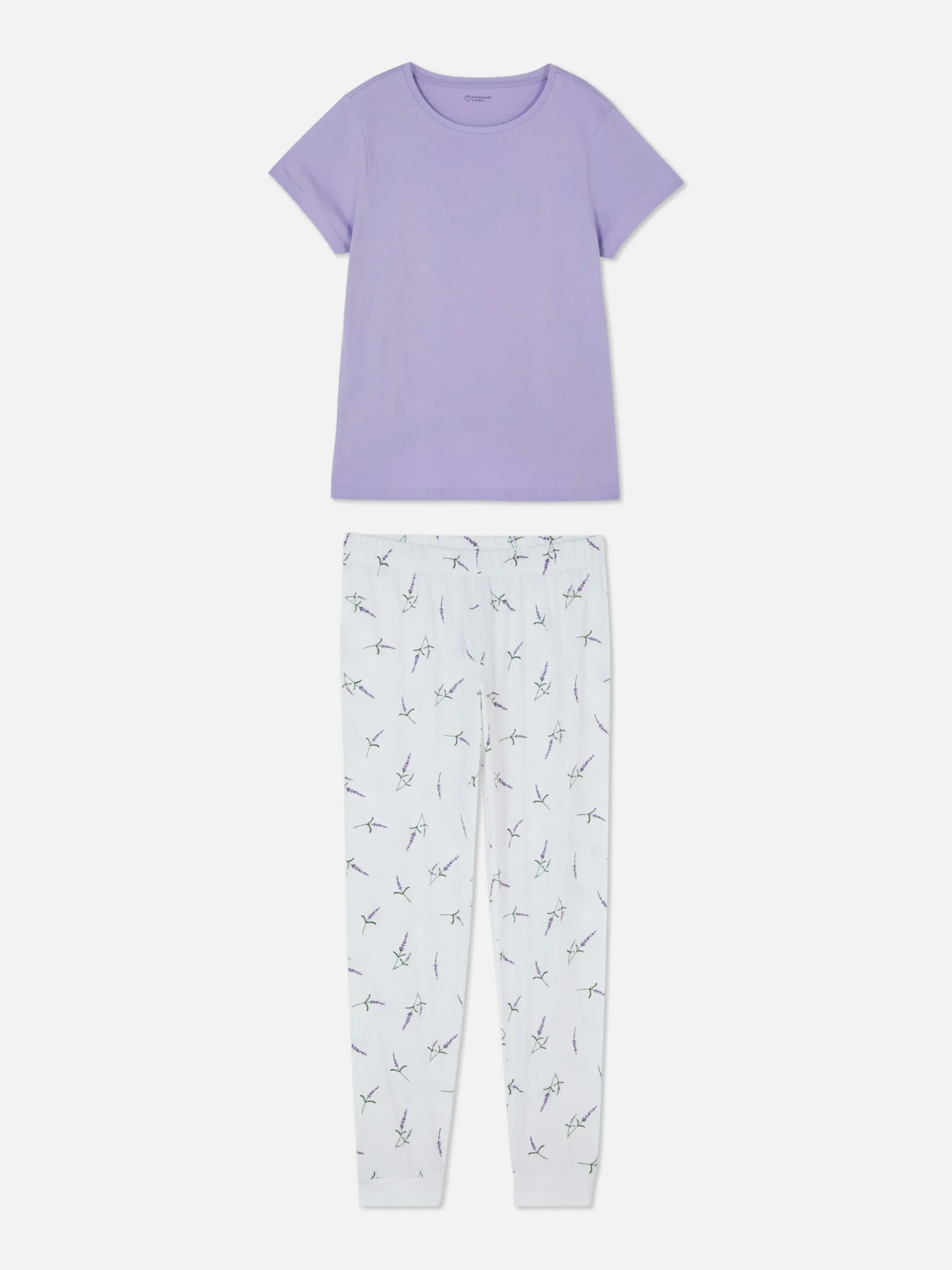 Schlafanzüge|Primark Kurzärmeliger Jersey-Schlafanzug Mit Print Lavendelfarben