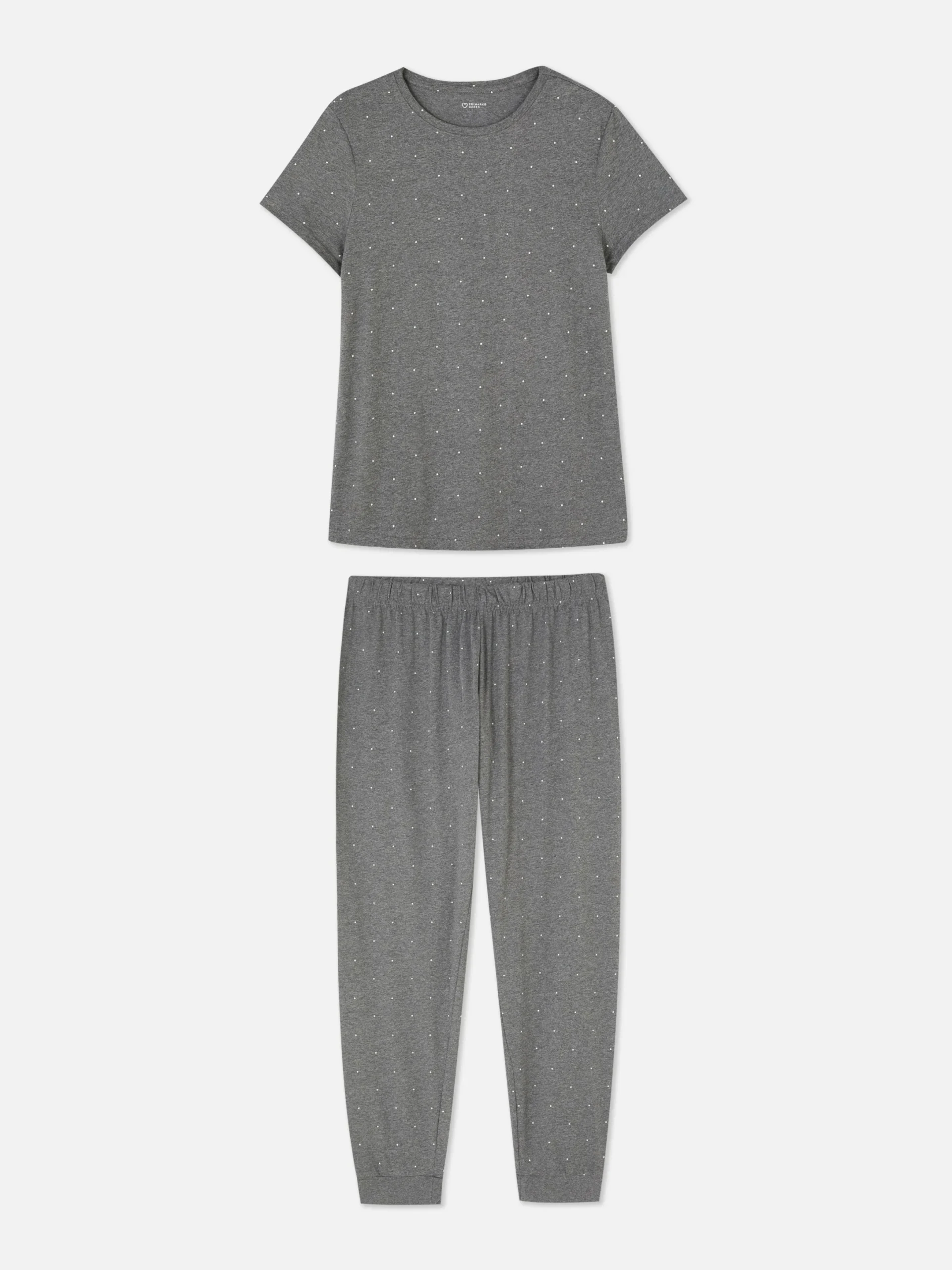 Schlafanzüge|Primark Kurzärmeliger Jersey-Schlafanzug Mit Print Anthrazitfarben