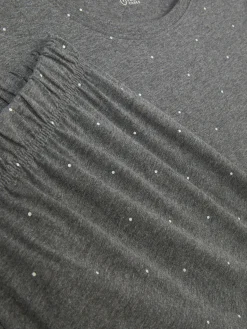Schlafanzüge|Primark Kurzärmeliger Jersey-Schlafanzug Mit Print Anthrazitfarben