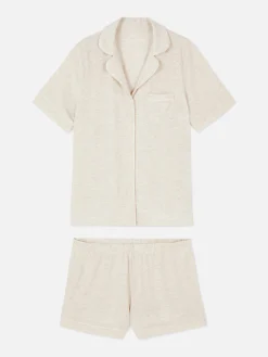 Schlafanzüge|Primark Kurzärmeliger Jersey-Schlafanzug Hellbeige