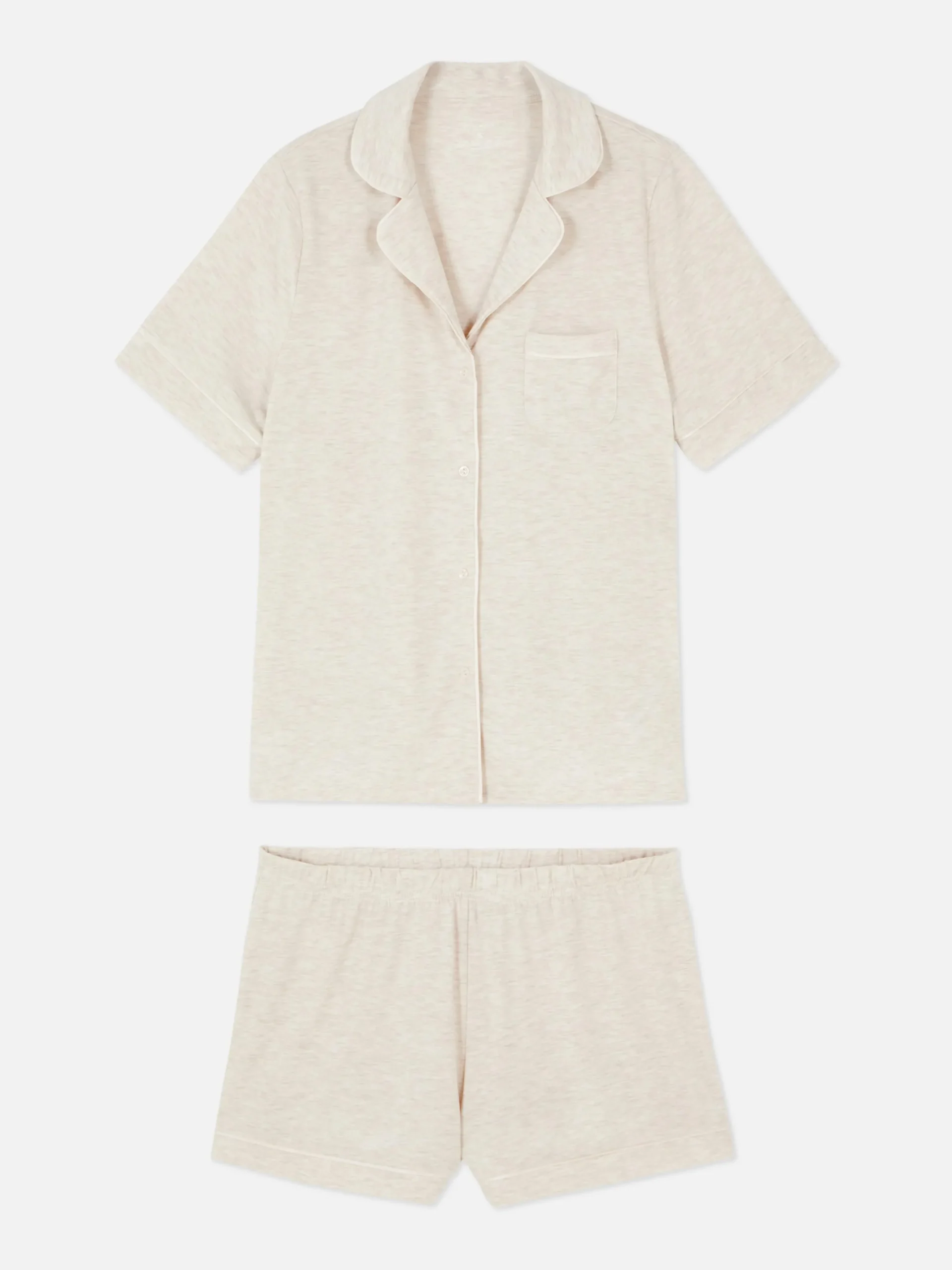 Schlafanzüge|Primark Kurzärmeliger Jersey-Schlafanzug Hellbeige