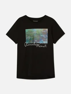 Tops Und T-Shirts|Primark Kurzärmeliges „Claude Monet“ T-Shirt Schwarz