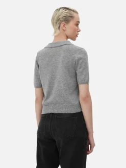 Pullover Und Cardigans|Primark Kurzärmeliges Feinstricktop Mit Kragen Grau