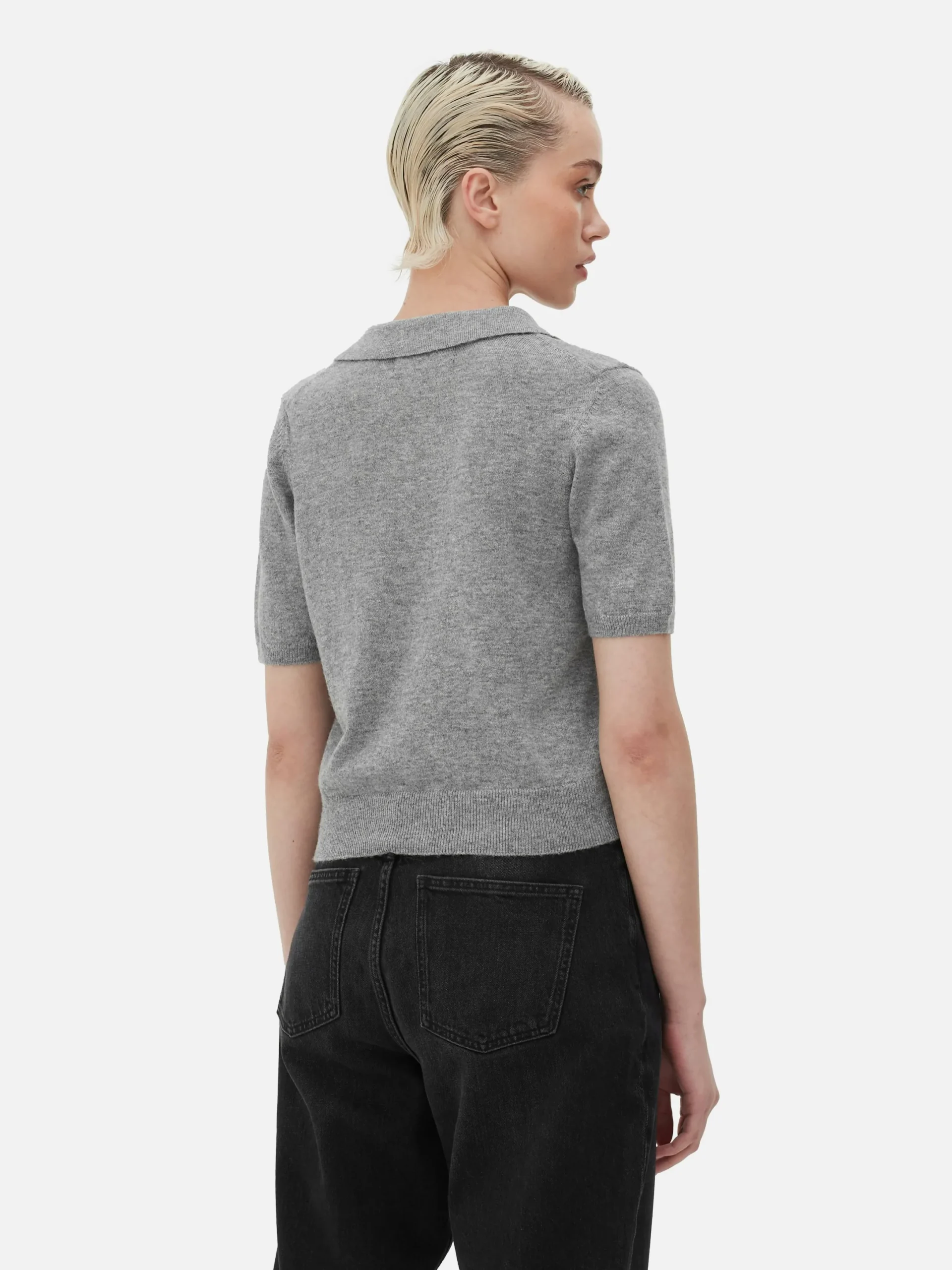 Pullover Und Cardigans|Primark Kurzärmeliges Feinstricktop Mit Kragen Grau
