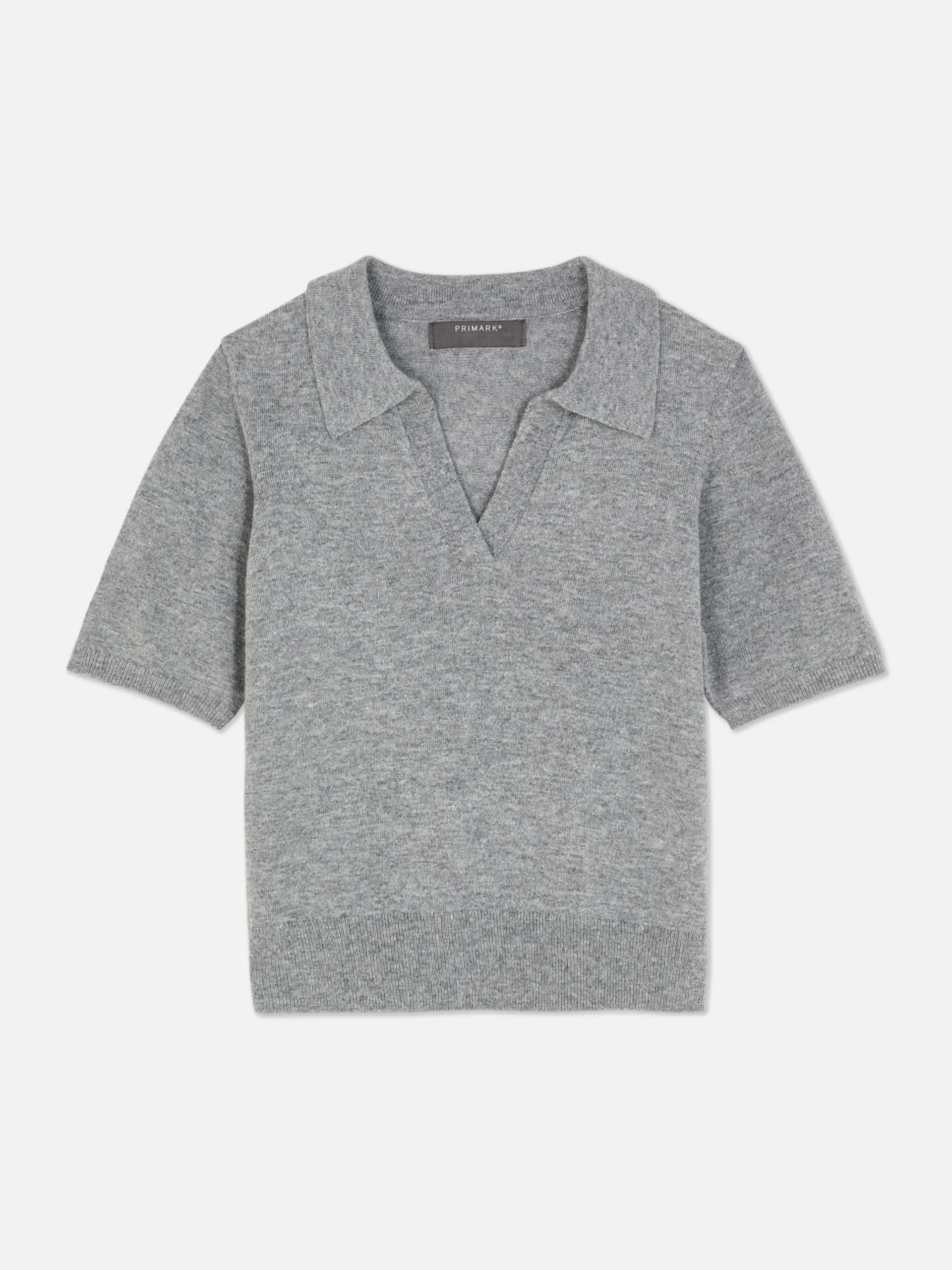 Pullover Und Cardigans|Primark Kurzärmeliges Feinstricktop Mit Kragen Grau
