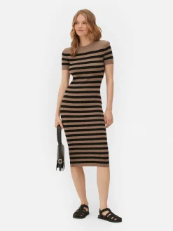 Kleider|Primark Kurzärmeliges Midi-Pulloverkleid Hellbeige