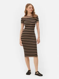 Kleider|Primark Kurzärmeliges Midi-Pulloverkleid Hellbeige