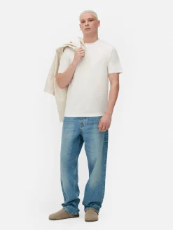 Tops Und T-Shirts|Primark Kurzärmeliges Slim-Fit-T-Shirt Ecrufarben
