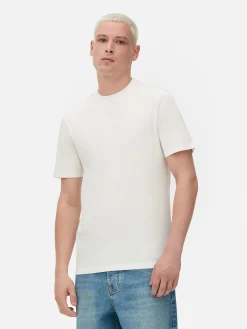 Tops Und T-Shirts|Primark Kurzärmeliges Slim-Fit-T-Shirt Ecrufarben