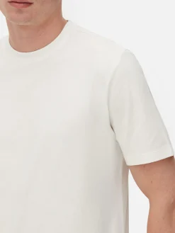 Tops Und T-Shirts|Primark Kurzärmeliges Slim-Fit-T-Shirt Ecrufarben