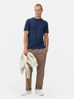 Tops Und T-Shirts|Primark Kurzärmeliges Slim-Fit-T-Shirt Marineblau