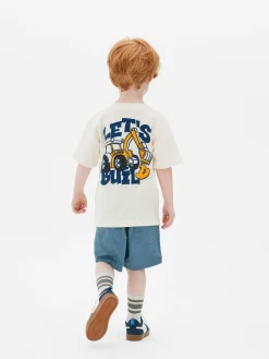 Tops Und T-Shirts|Primark Kurzärmeliges T-Shirt Mit Baggermotiv Ecrufarben