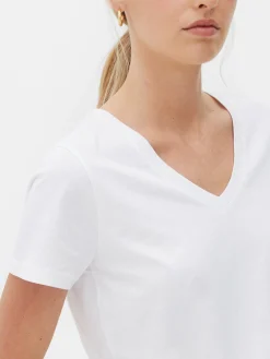 Tops Und T-Shirts|Primark Kurzärmeliges T-Shirt Mit V-Ausschnitt Weiß
