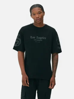Tops Und T-Shirts|Primark „LA“ T-Shirt Mit Schriftzug Und Paisleymuster Schwarz