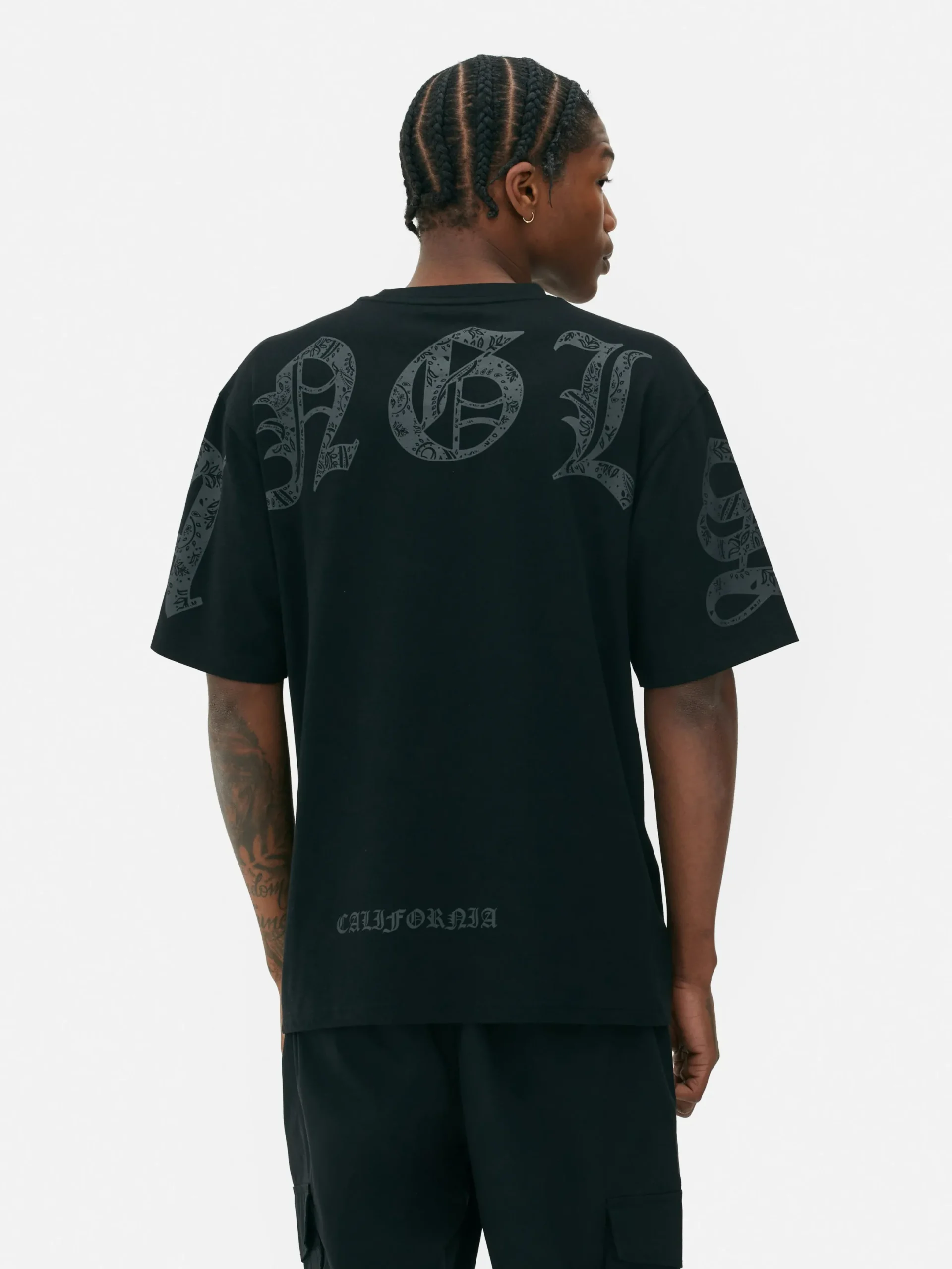 Tops Und T-Shirts|Primark „LA“ T-Shirt Mit Schriftzug Und Paisleymuster Schwarz