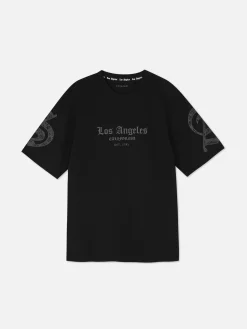 Tops Und T-Shirts|Primark „LA“ T-Shirt Mit Schriftzug Und Paisleymuster Schwarz