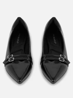 Flache Schuhe|Primark Lack-Ballerinas Mit Spitzer Zehenpartie Schwarz