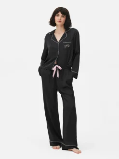 Schlafanzüge|Primark Langarm-Schlafanzug Aus Satin Schwarz