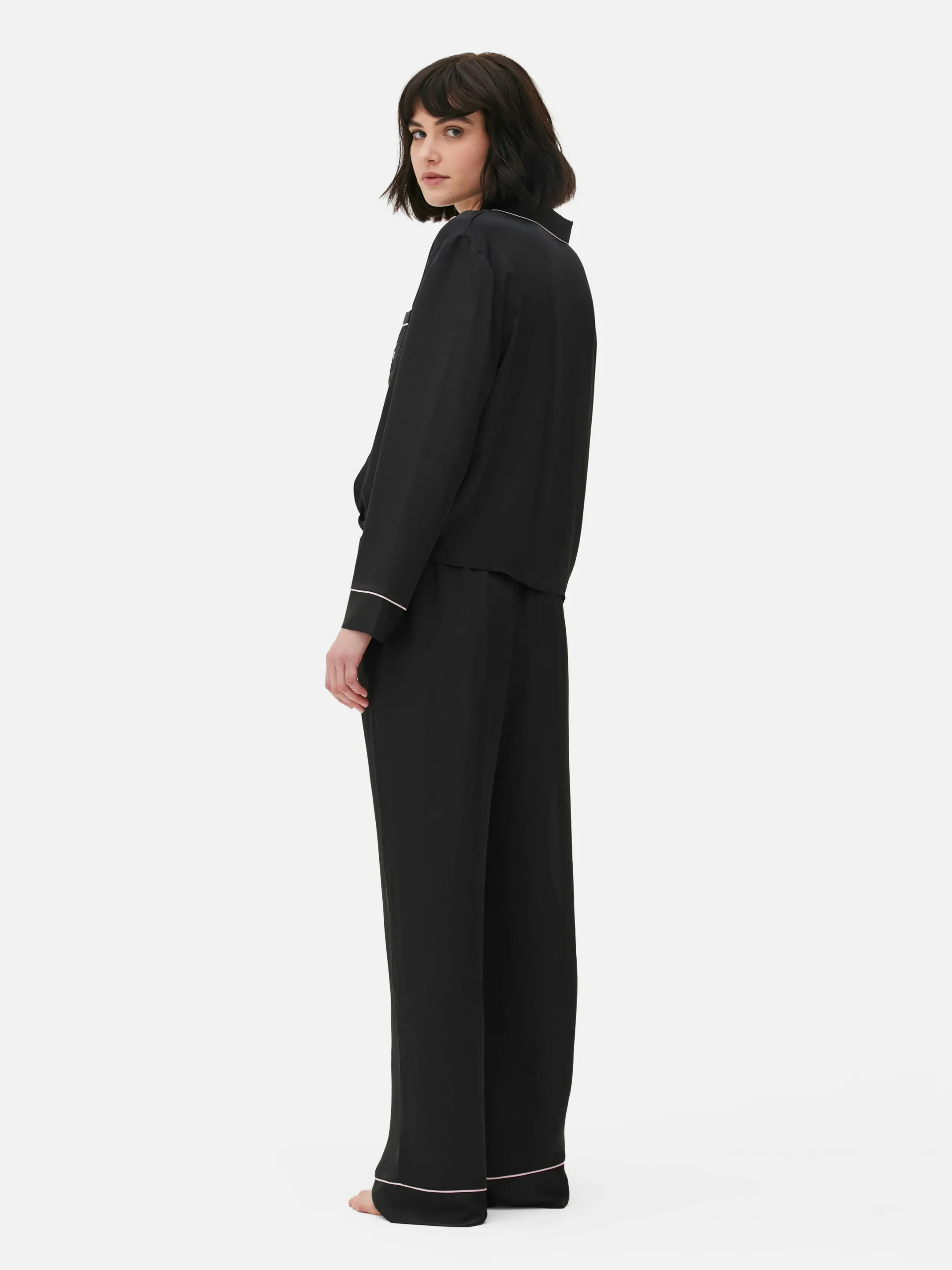 Schlafanzüge|Primark Langarm-Schlafanzug Aus Satin Schwarz
