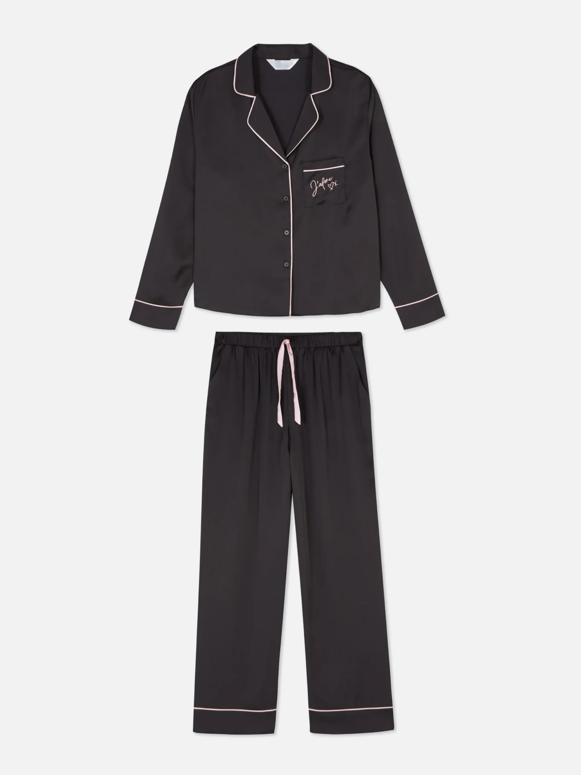Schlafanzüge|Primark Langarm-Schlafanzug Aus Satin Schwarz