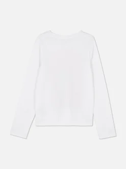 Tops Und T-Shirts|Primark Langarmshirt Mit Print Auf Der Brust Weiß