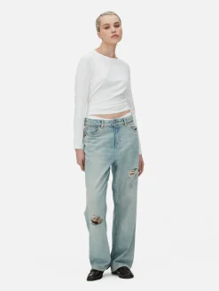 Tops Und T-Shirts|Primark Langarmtop Aus Stretch Weiß