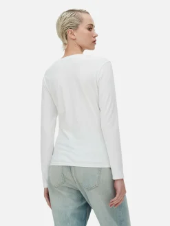 Tops Und T-Shirts|Primark Langarmtop Aus Stretch Weiß