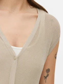 Pullover Und Cardigans|Primark Lange, ärmellose Strickjacke Beige