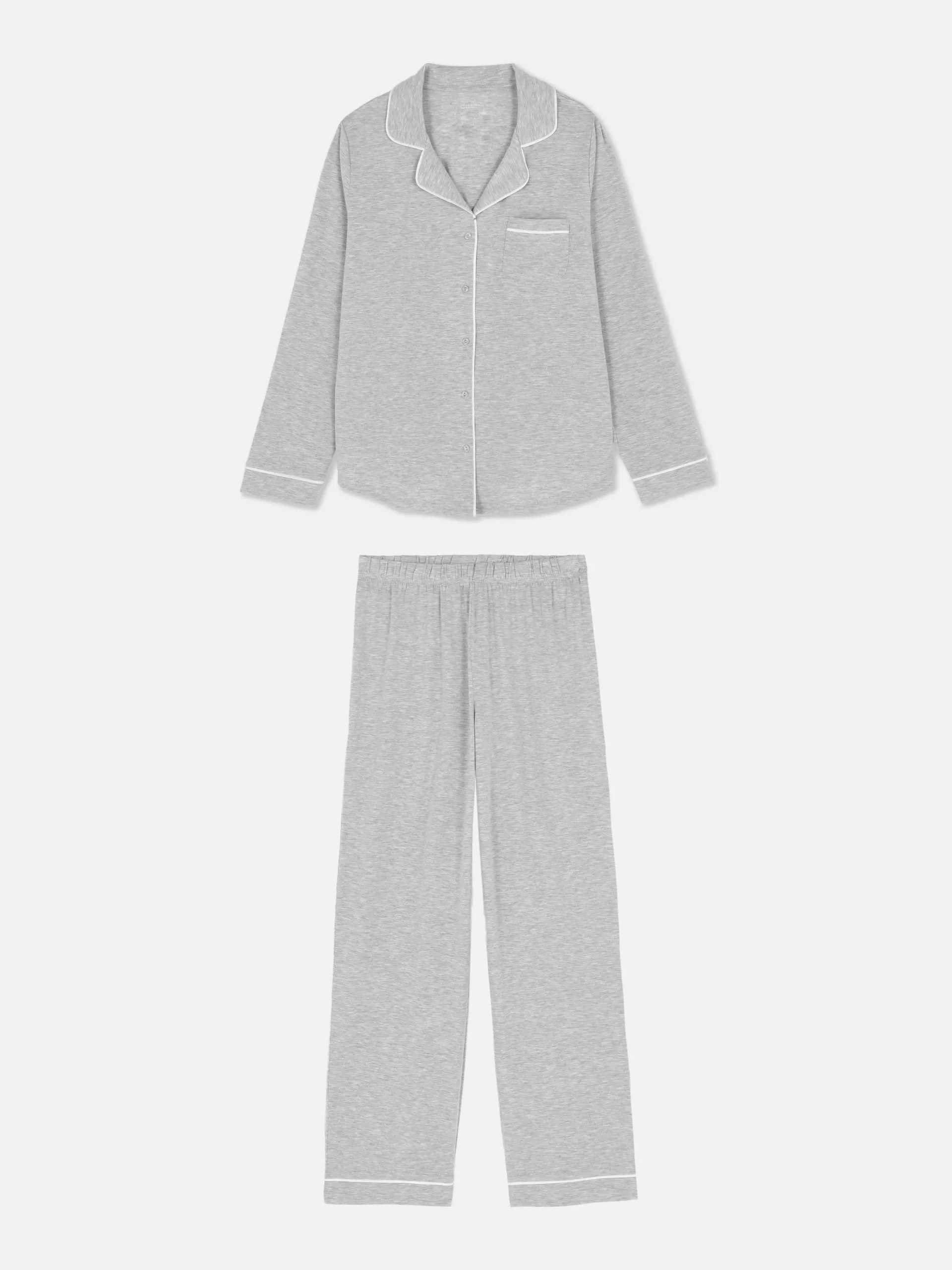 Schlafanzüge|Primark Langer Boyfriend-Schlafanzug Grau meliert